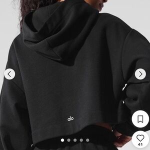 ALO Yoga Black Cropped Hoodie